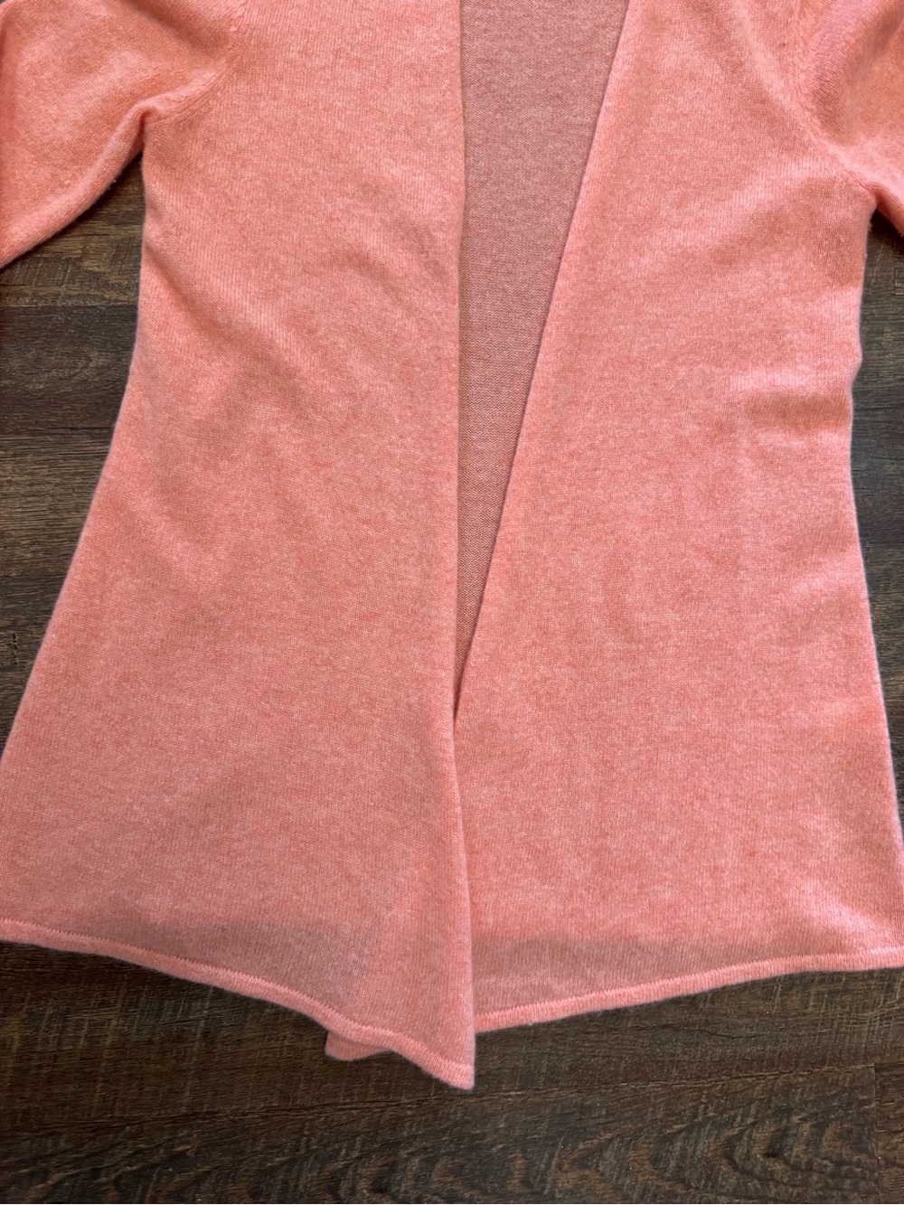 41 Hawthorn 100% Cashmere Cardigan Size Large Coral Pink Open Front Soft Luxury - Picture 5 of 7
